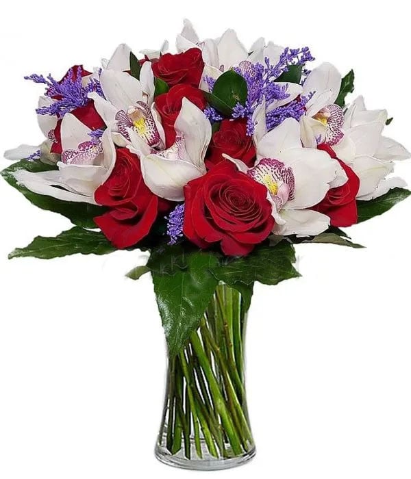 Exotic orchids and roses in bouquet (Basic)
