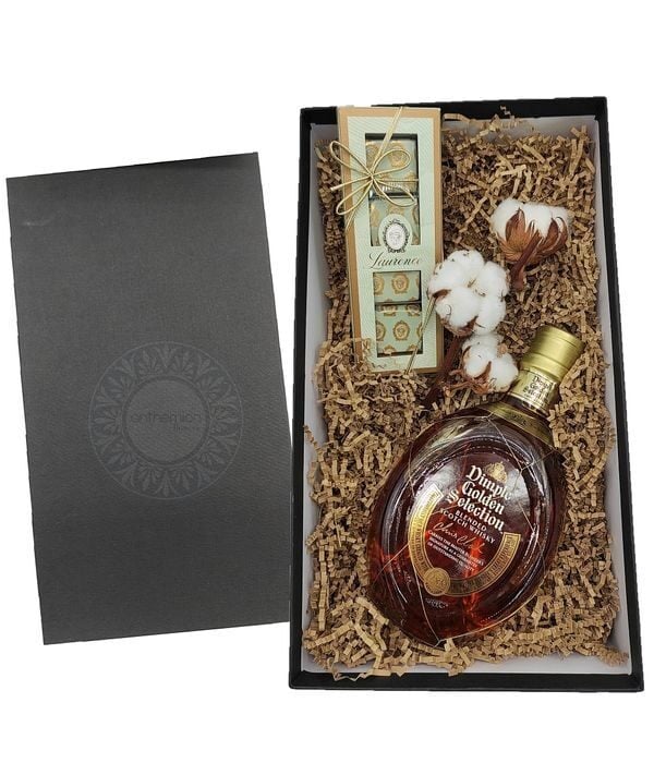 Dimple Whiskey gift and chocolates