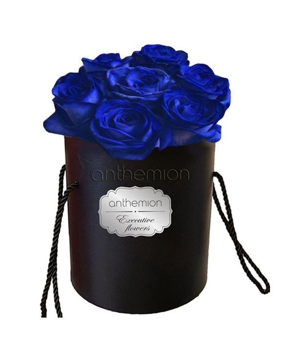 Stunning blue roses in box