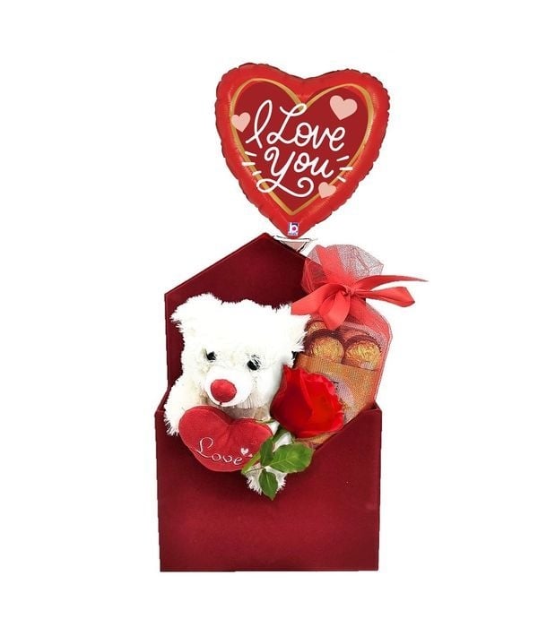 Transparent Box With Roses And Chocolates Ferrero Rocher