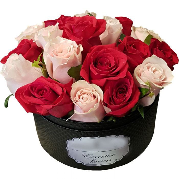 Black Box With Pink And Red Roses