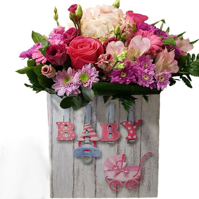 Lovely Flowers In Box For Baby Girl (small)