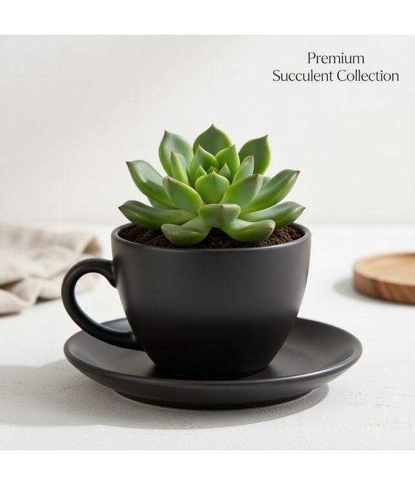 Succulent in cognac glass