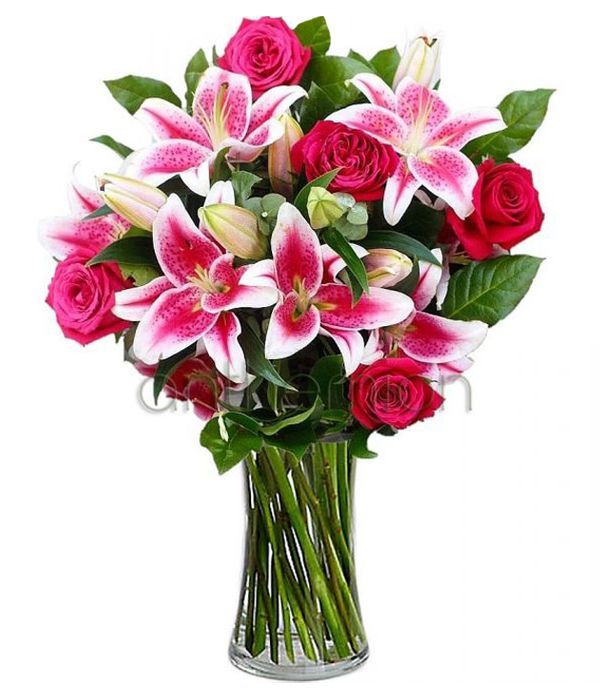 Elegant pink lilies and roses (Basic)