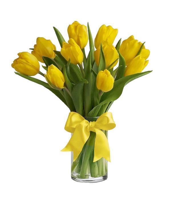 Order yellow tulips in vase
