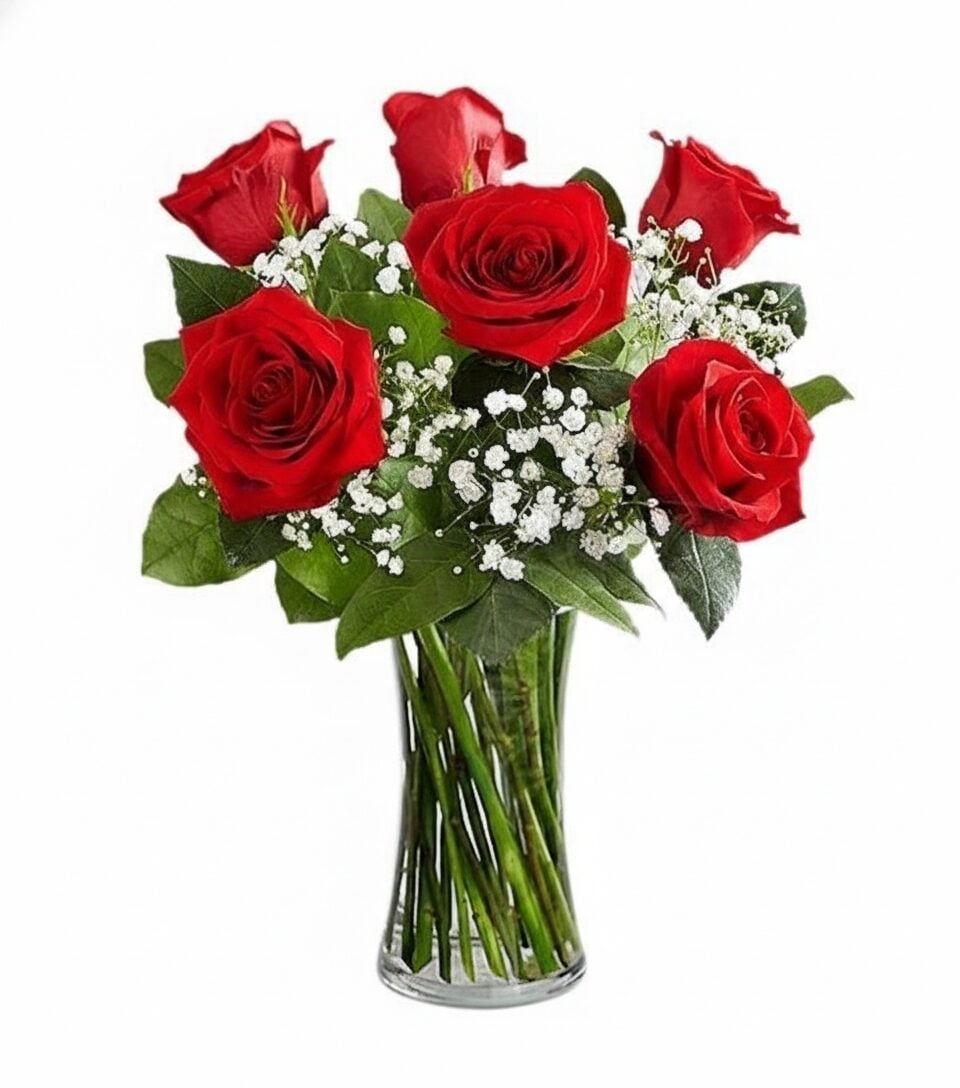Bouquet of 6 red roses