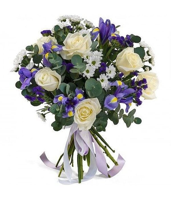 Bouquet of chrysanthemum, roses and irises (Basic)