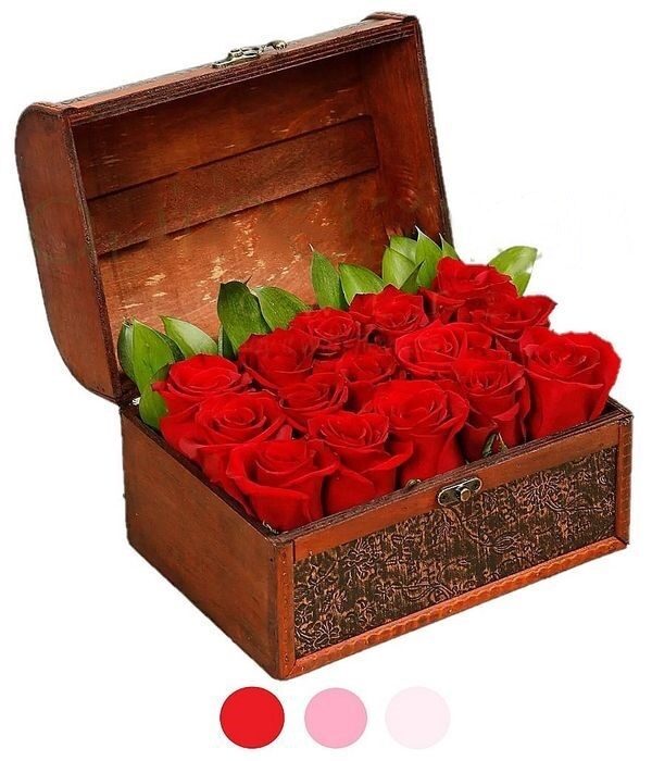 15 red Rose in a chest (Basic)