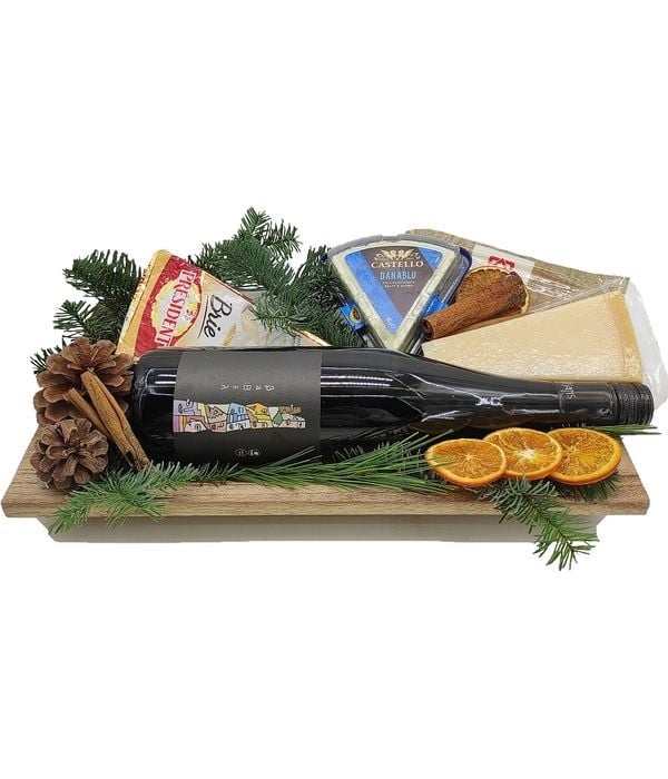 Cheese platter with white dry wine