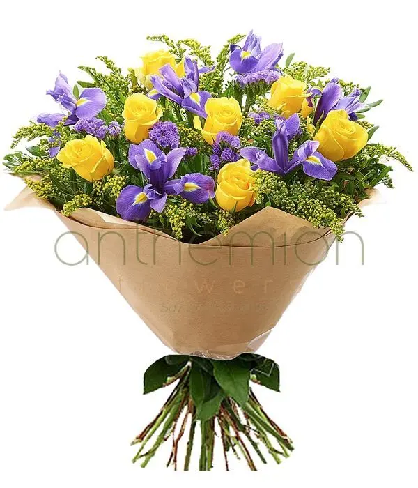 Irises and yellow roses (Basic)