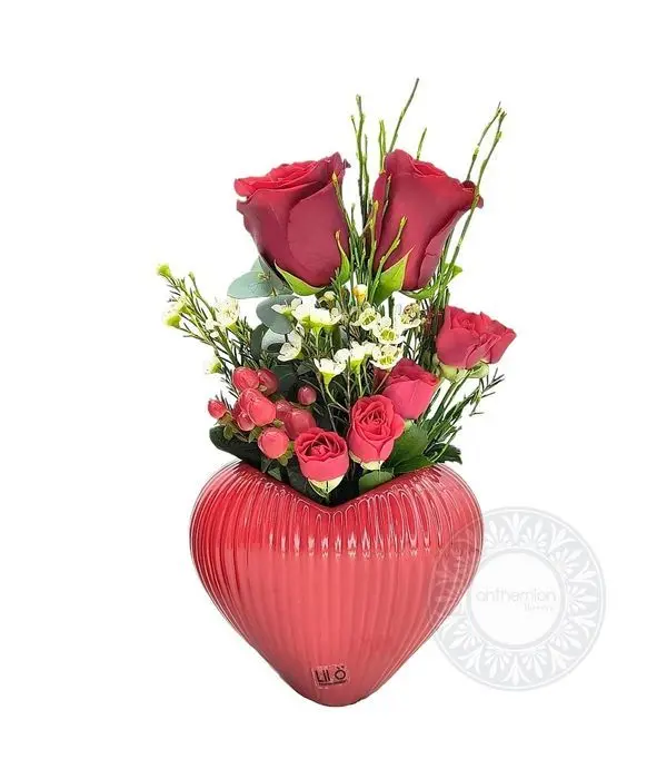 Ceramic heart with roses (small model)