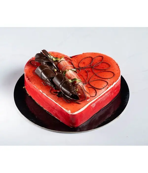 Mixed white and chocolate cake, heart shape