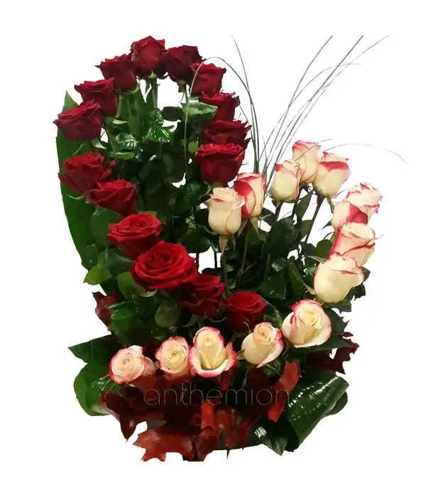 Tall heart shaped rose arrangement
