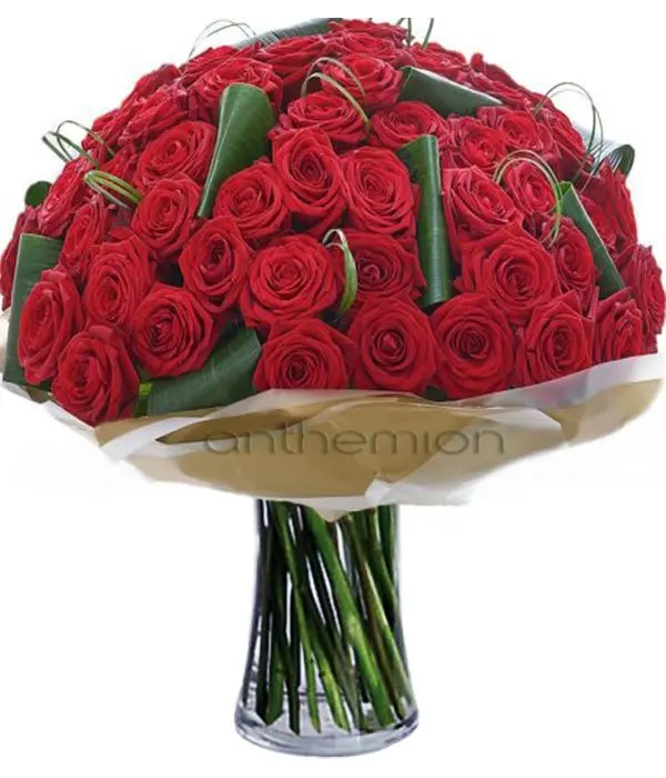 50 Luxury Red Roses Long Stems