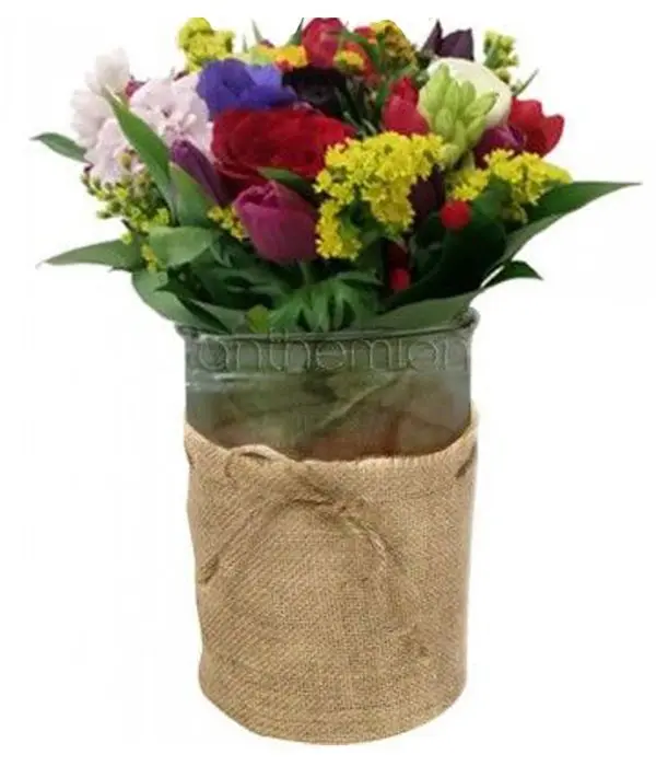 Seasonal flowers in vase