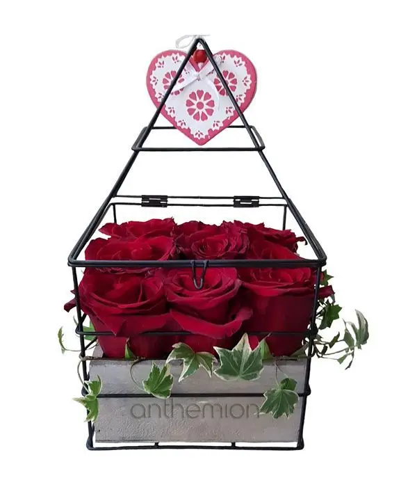 Love arrangement of red roses