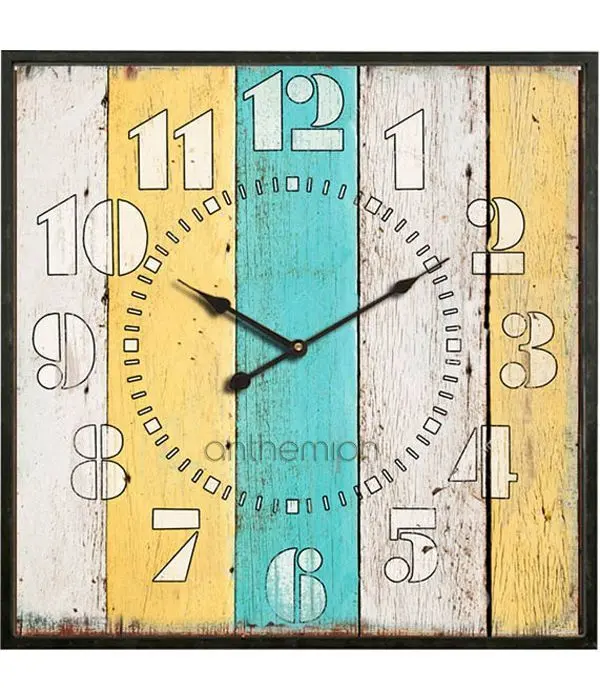 Square wall clock with stripes