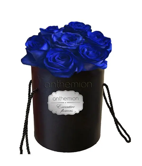 Stunning blue roses in box