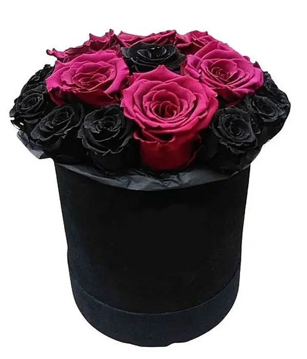Love black roses in box