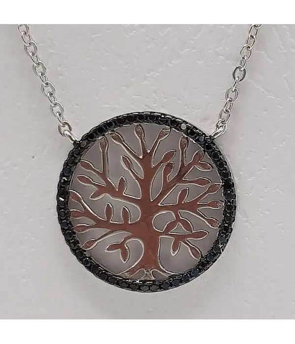Pendant tree life with black strass