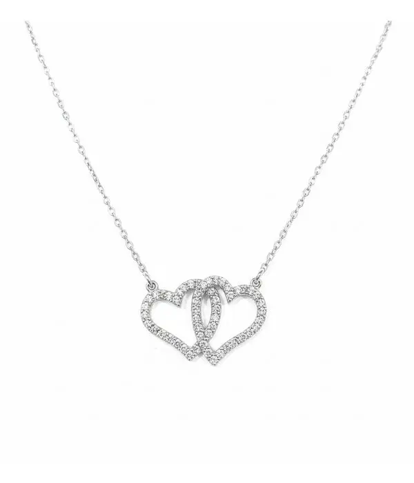 Pendant silver with two hearts