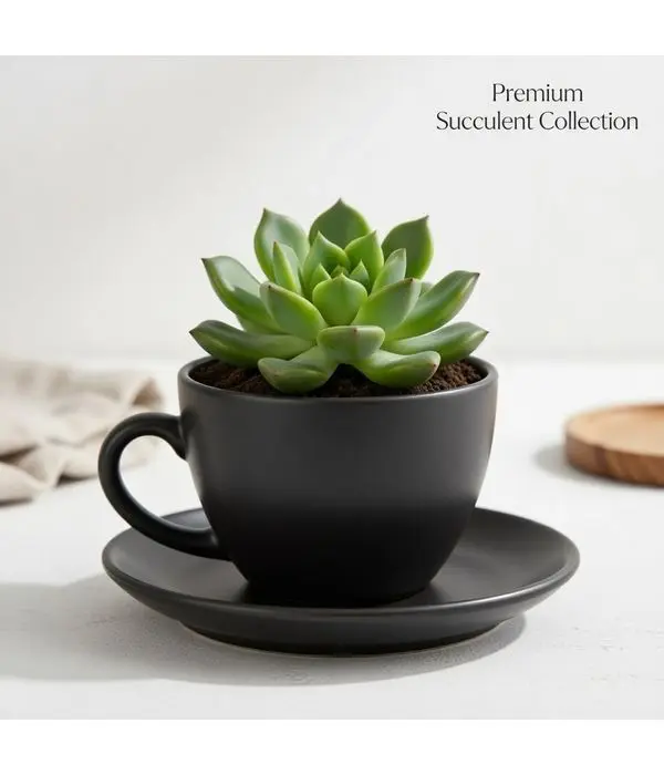 Succulent in ceramic mug
