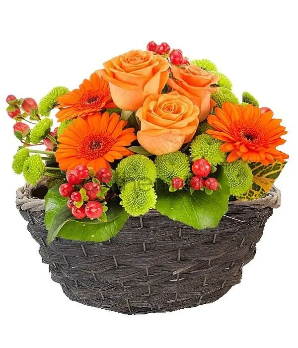 Orange flowers in a basket