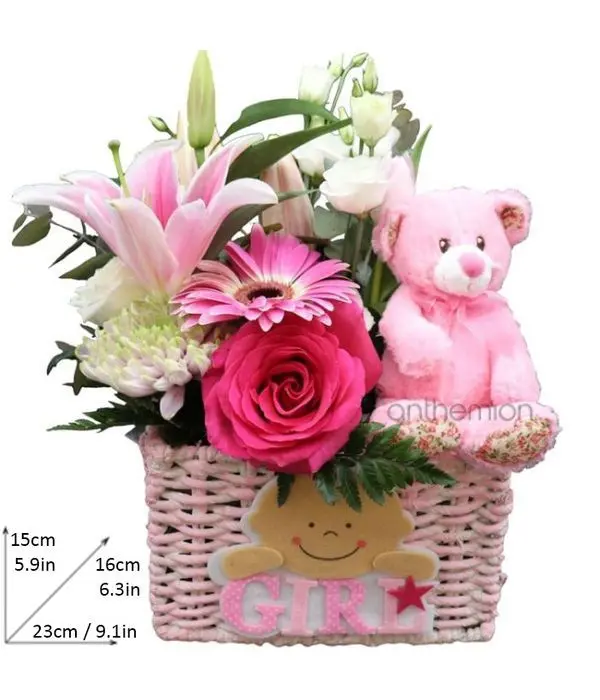 Basket arrangement for baby girl