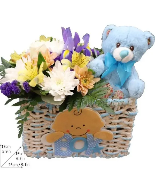 Fresh flowers for newborn baby boy