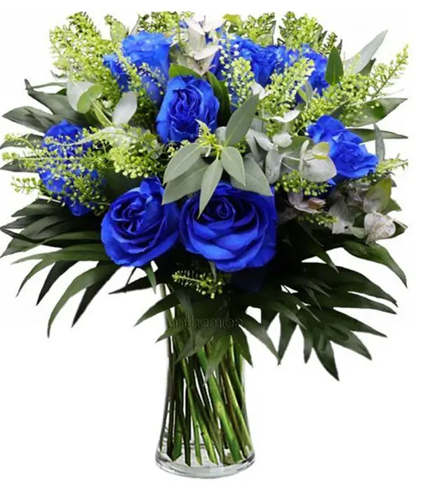 Bouquet of 10 Blue Roses | Without Vase