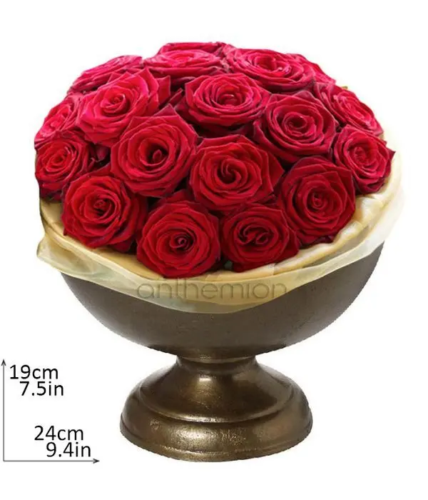 Metallic bowl with red roses