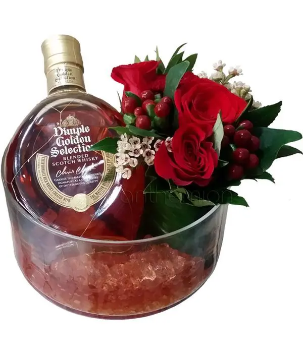 Glass rose arrangement with Dimple