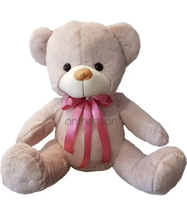 Teddy Bear 35cm pink / salmon with pink bow
