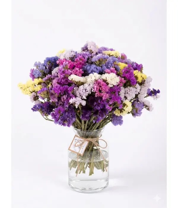 Stunning Dried Statice Flower Bouquet | Glass Vase is not include