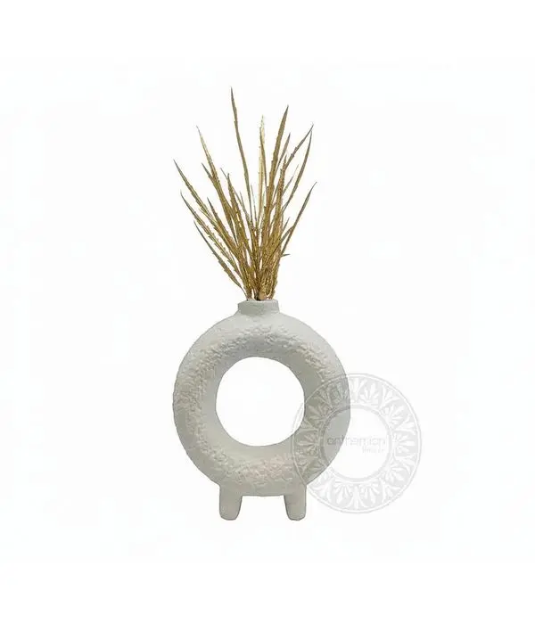 Refined cylindrical vase with golden branches