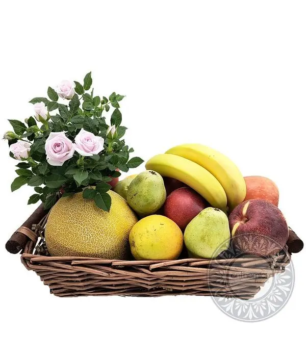 Basket with seasonal plant and fruits (Basic)