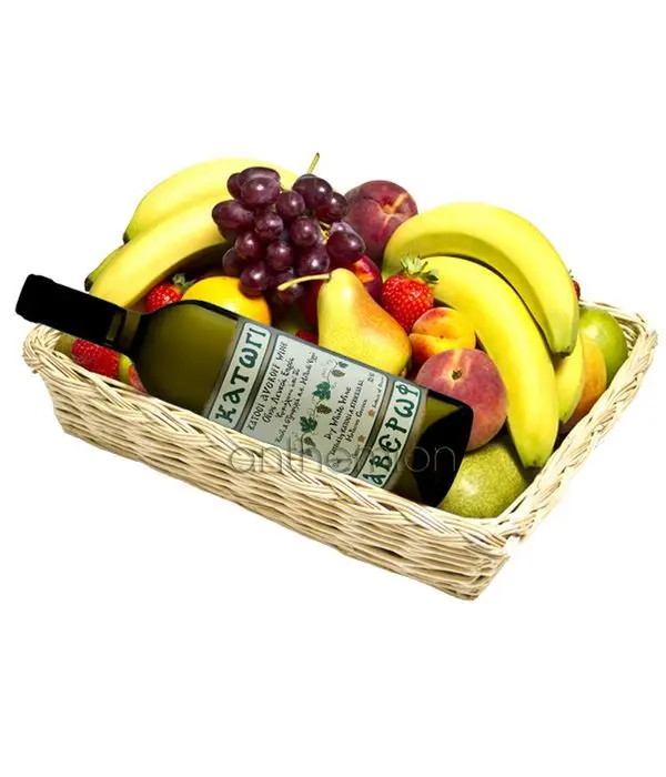 Fruits and wine in a basket (Basic)
