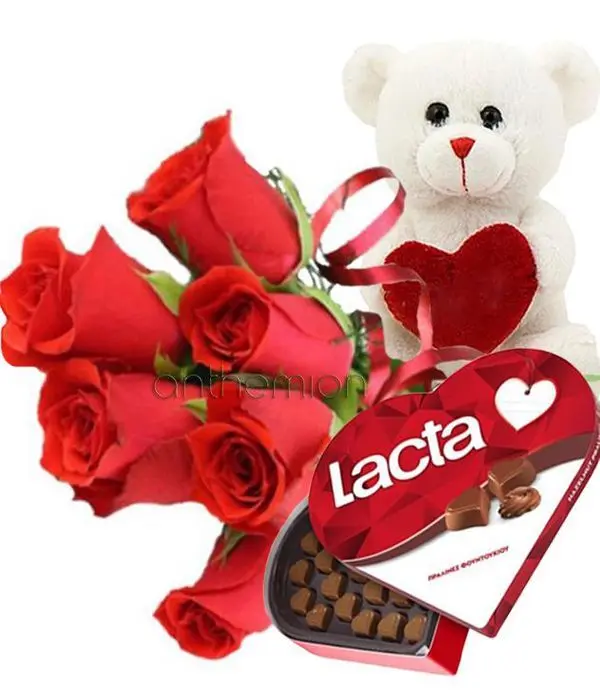 Chocolate, red roses and a teddy bear, the perfect gift (Basic)