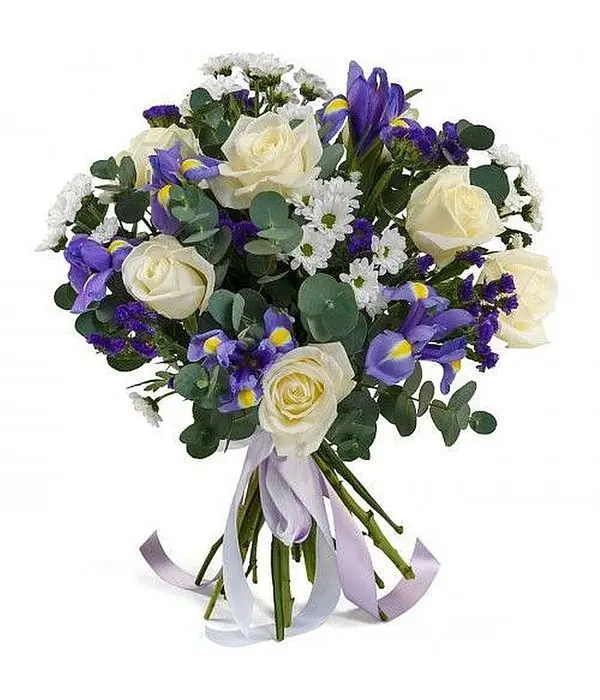Bouquet of chrysanthemum, roses and irises (Basic)