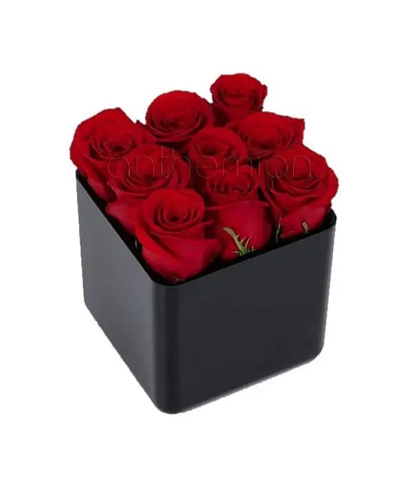 Cube arrangement of roses (choose rose color)