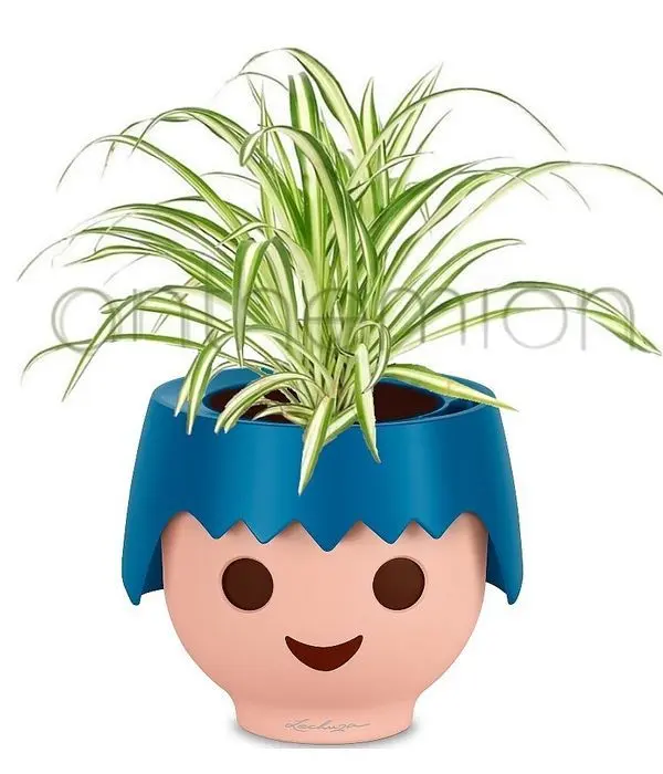 Plant in playmobil light blue self watering pot