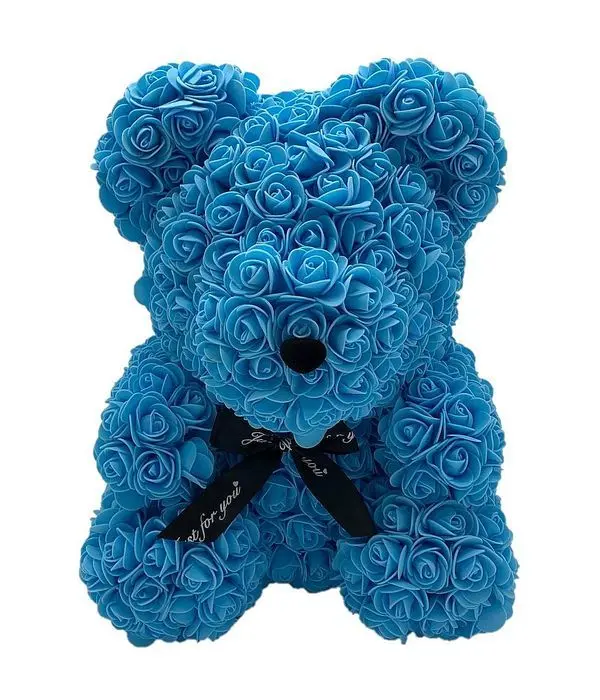 Light Blue rose teddy bear 25cm
