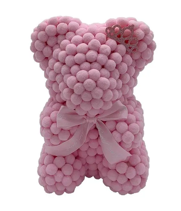 Pink pon pon teddy bear 25εκ