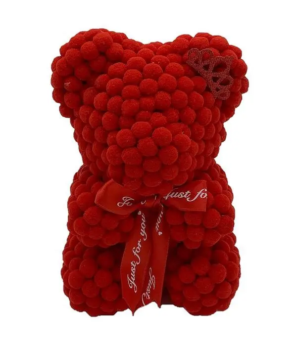Red pon pon teddy bear 25cm