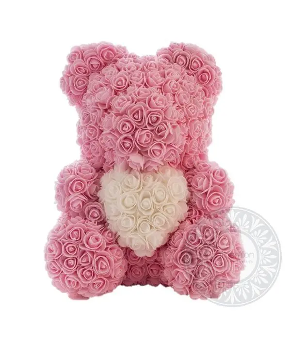 Sweet colorful Artificial teddy bear pink/white 45cm