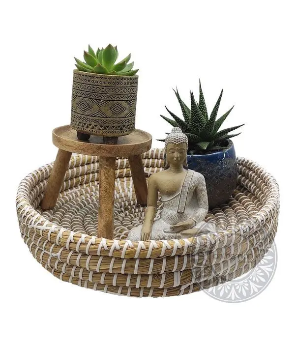 Succulent arrangement with buddha