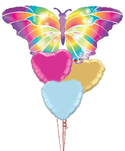 Butterfly + Hearts Balloon Bouquet
