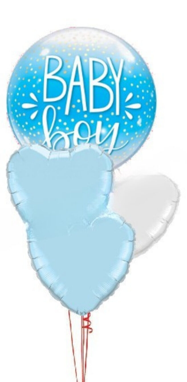 Baby Boy Bubble + Hearts Bouquet
