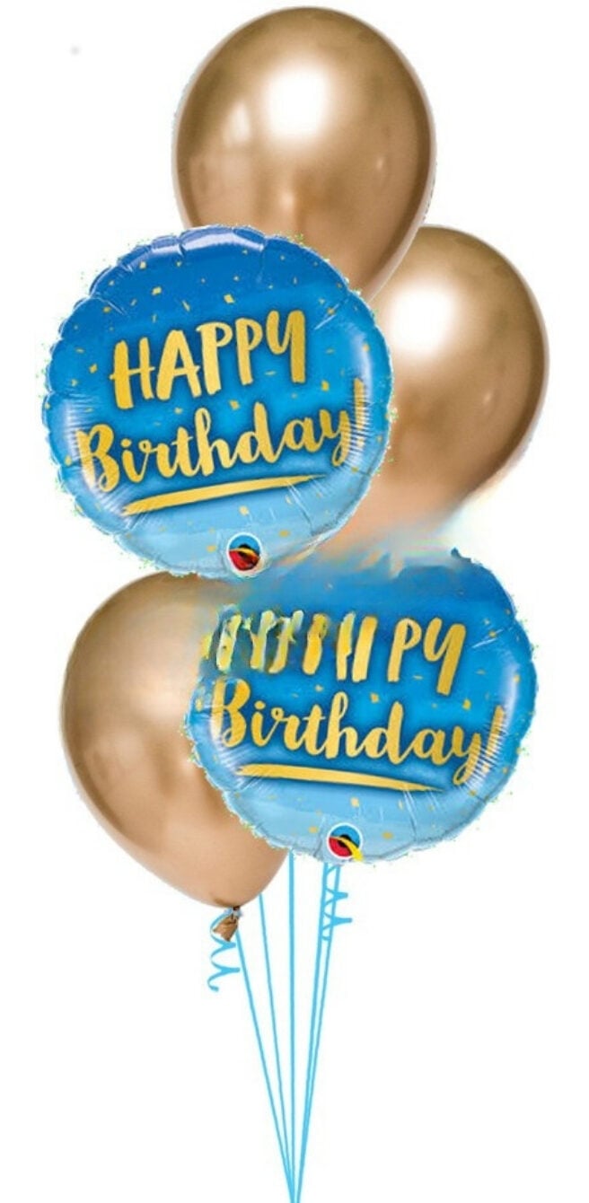 Blue + Gold Speckles Birthday Bouquet