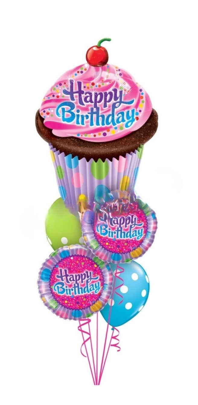 Birthday Cupcake + Dots Bouquet